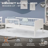 thumbnail of ML-Design Kinderbett 70x140 cm Weiß, Holzbett mit Lattenrost & Rausfallschutz, Jugendbett aus massivem Kiefernholz, Montessori Einzelbett Babybett