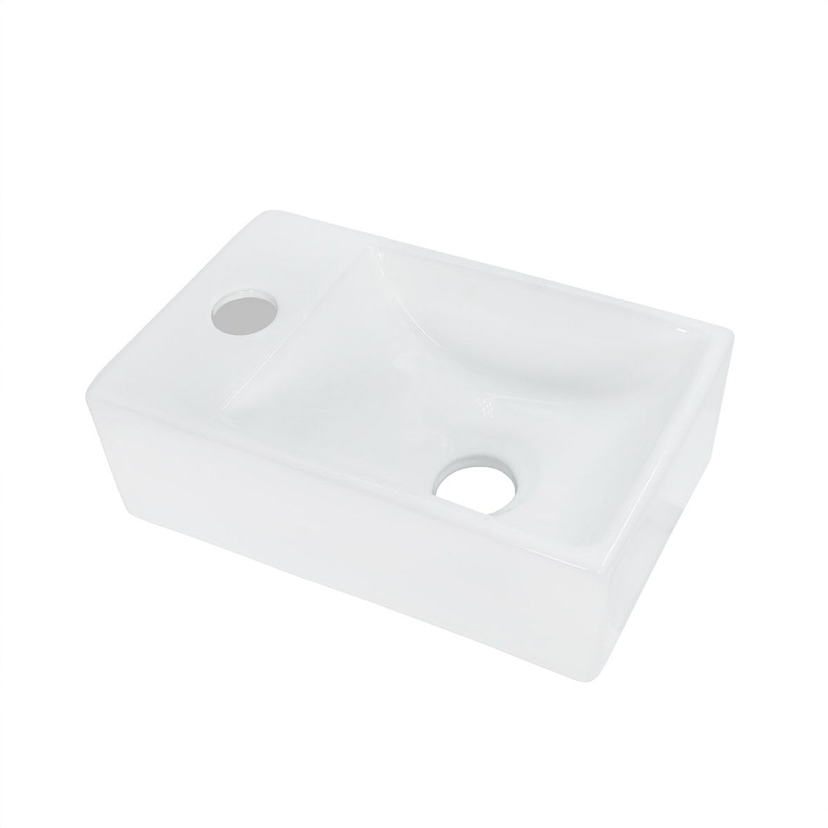 Aloni Keramik Design Handwaschbecken Weiß Hahnloch Links 30 x 18,5 x 9,5 cm