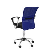 thumbnail of Cardenete Silla  con mecanismo giratorio, brazos fijos y asiento  color azul y asiento tapizado en tejido de malla color negro