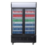 thumbnail of Frigorífico expositor de bebidas com painel iluminado, preto, 2 portas de vidro pivotantes, com fecho, 950L Polar GM813