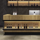 thumbnail of Bar Theke Großer Kassentisch Empfangstisch Kasse Empfangstheke Restaurant Theke Kassentisch mit Stauraum 180*60*100cm Holzfarben【HTSM 180】