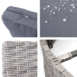 thumbnail of Poly-Rattan Garnitur rund HWC-E17, Garten-Set Sitzgruppe ~ grau, Polster dunkelgrau, Kissen beige