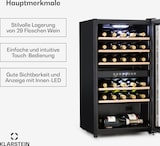 thumbnail of Klarstein Vinamour 29 Duo Weinkühlschrank 2 Zonen 80L/29 Flaschen 5-22°C  Touch Edelstahl