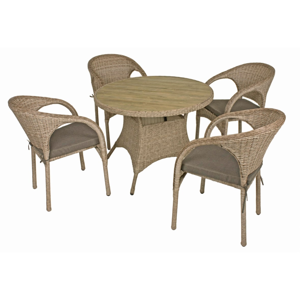 Garten-Sitzgruppe OSLO 5-tlg. - Kunststoff, Ingwerbraun | Gartenmöbel-Set Gartengarnitur Garten-Essgruppe mit Stühlen und Esstisch