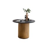 thumbnail of SalesFever Esstisch rund Ø120cm| schwarz lackierte Tischplatte aus MDF |Säulengestell aus Eiche Echtholzfurnier |B120xT120xH75cm|mattschwarz–natur