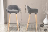 thumbnail of DELUKE® Barhocker mit Lehne Hellgrau VILO - Stoffbezug, 99x55x46cm | Barhocker mit Lehne Tresenhocker Barstuhl Küchenhocker Thekenhocker hoher Stuhl