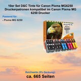 thumbnail of 10er Set D&C Tinte für Canon Pixma MG6250 Druckerpatronen kompatibel im Canon Pixma MG 6250 Drucker