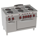 thumbnail of EURAST - Cocina 6 placas red. elec. 1 horno estático eléc. gn 2/1 - 1200x700x900 mm - 20300 W 400/3V - 35360617