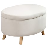 thumbnail of Otomana Puff Tapizado en Terciopelo Taburete de Almacenaje Elíptico con Tapa Extraíble y Patas de Madera para Dormitorio Salón Pasillo 71x51,5x42 cm