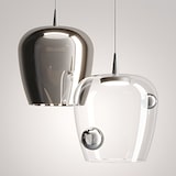 thumbnail of Zafferano Pendelleuchte Bilia 27 cm LED TRIAC 8 W 2700 K, mundgeblasenes Borosilikatglas, schwarz sandgestrahltes, hochwertiges Design