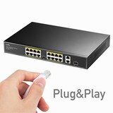 thumbnail of CUDY FS1018PS1 16-Port 10/100M PoE+ Switch 2 Gigabit Uplink 1 SFP Port 200W