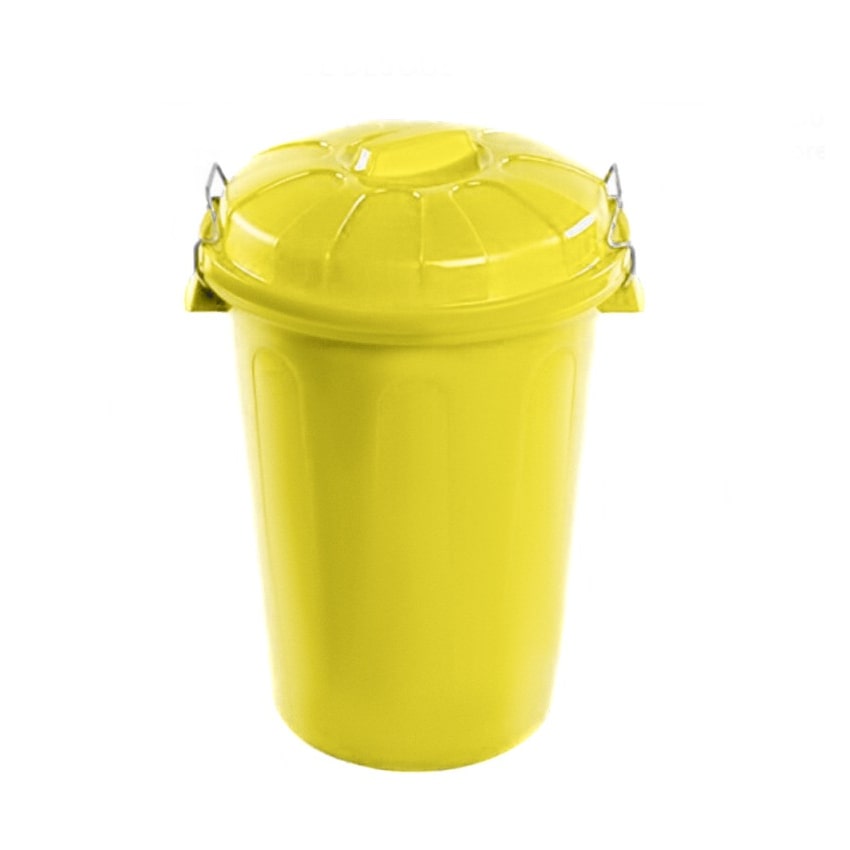 Cubo de basura con tapa 100 litros basurero amarillo asas de presión