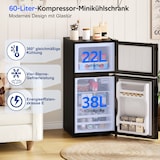 thumbnail of Merax Mini Kühlschrank 60L mit Gefrierfach, Kühl-Gefrierkombination, 38L + 22L, Glastür, 135 kWh/Jahr, 45 dB, schwarz