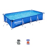 thumbnail of Piscine tubulaire rectangulaire 4x2.1x 0.8m Anti-Corrosion, Liner PVC Renforcé, Pompe de Filtration Incluse 5700L Bestway