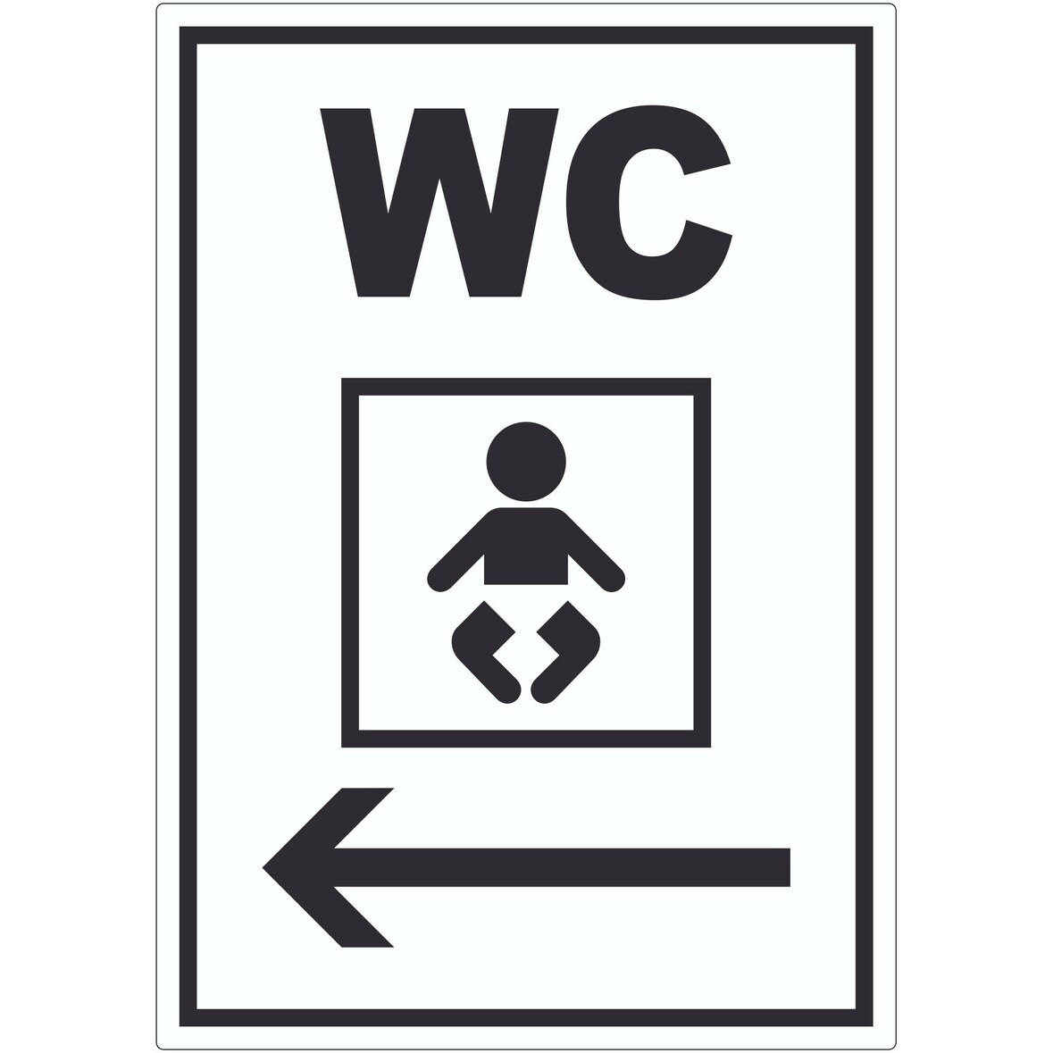 WC Wickelraum mit Pfeil nach links Aufkleber A3 (297x420mm)