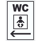 thumbnail of WC Wickelraum mit Pfeil nach links Aufkleber A3 (297x420mm)