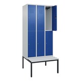 thumbnail of C+P Spind Classic PLUS, Kunststoff untergebaute Sitzbank, 6 Abteile, HxBxT 212x90x82cm, Zylinderschloss, Hellgrau/Enzianblau von PROREGAL