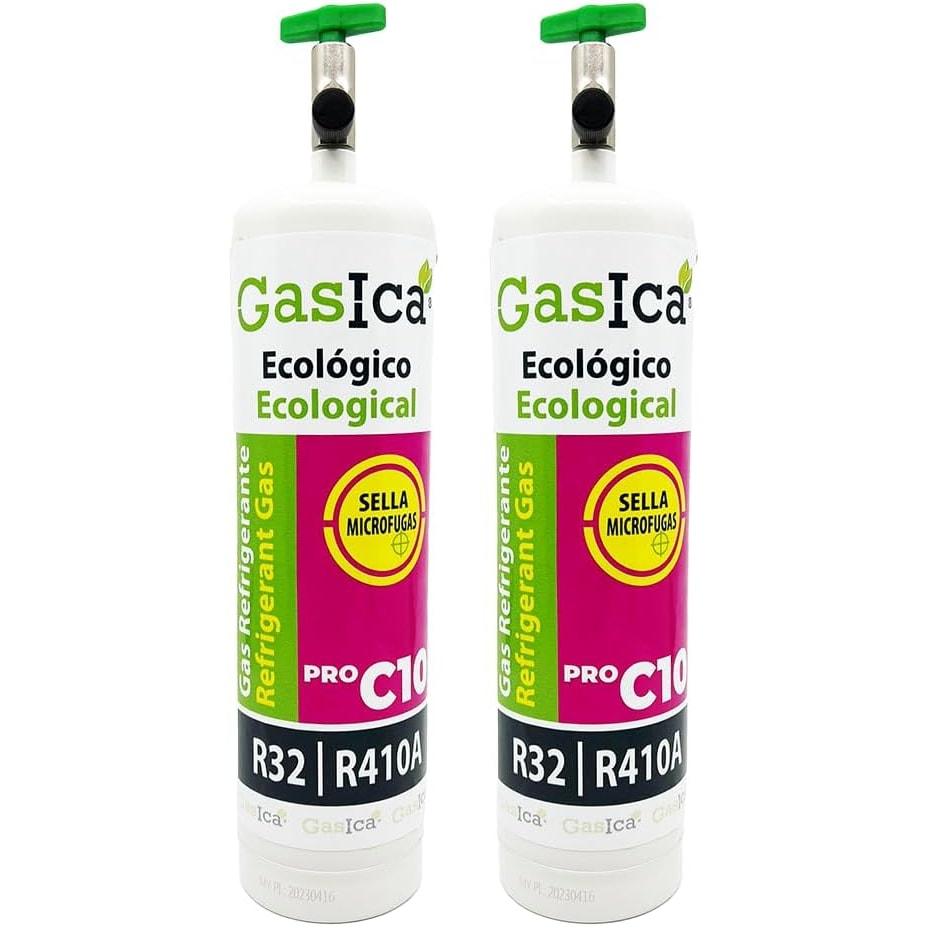 2x Envase GASICA C10 PRO Refrigerante ecológico Orgánico Alternativo a R410A y R32