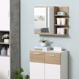 thumbnail of Armario de baño con espejo armario con espejo para baño con 3 estantes abiertos y 1 estante interior estilo moderno 60x18x50 cm natural