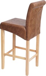 thumbnail of 2er-Set Barhocker gepolstert mit Lehne | Sitzhöhe 75cm | Holz | Wildlederimitat | helle Beine | Stoff/Textil | Barstuhl Tresenhocker