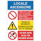 thumbnail of cartello alluminio 200x300 mm locale ascensore divieti/pericoli