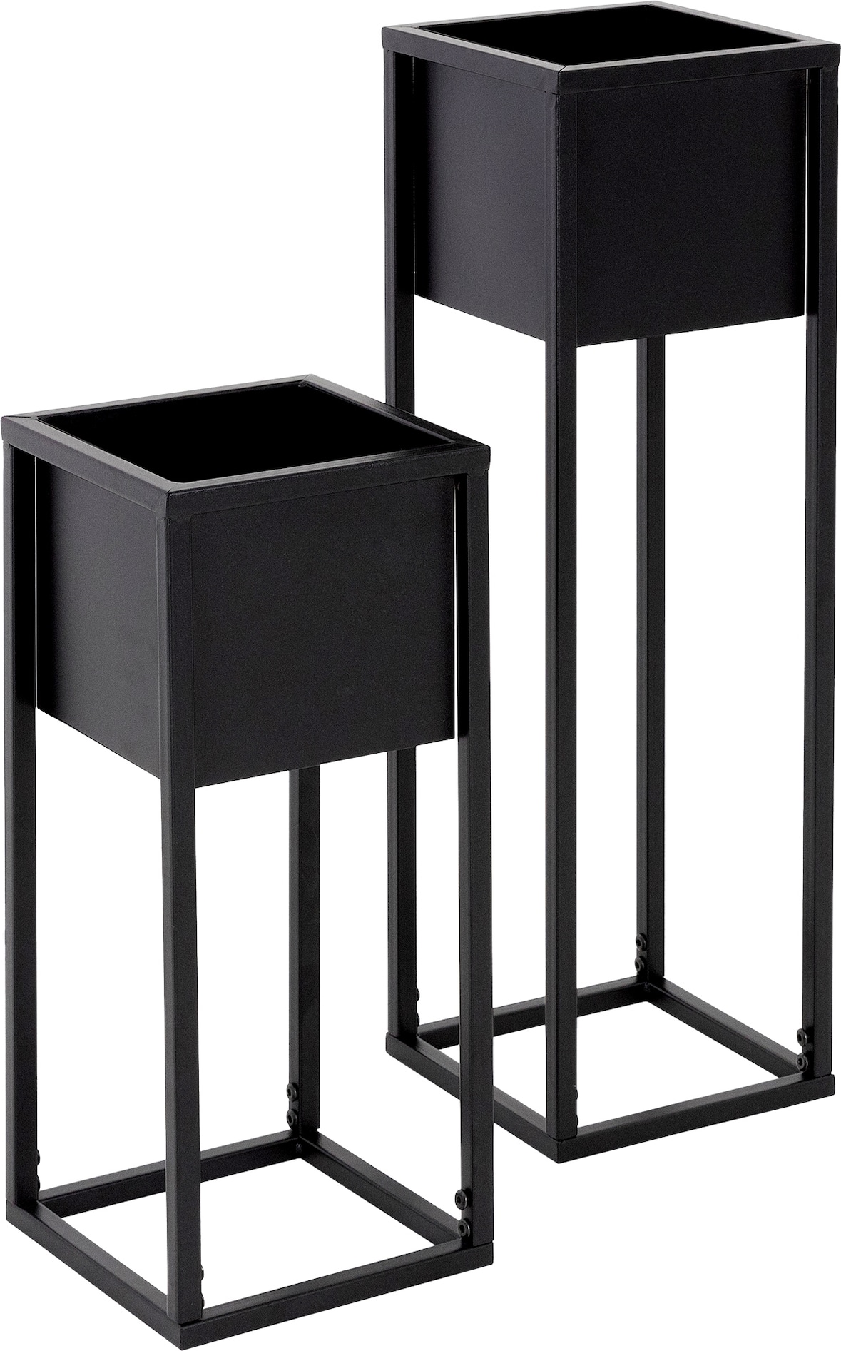ML-Design Blumenständer 2er Set schwarz, Metall, 50 & 70 cm Höhe, moderne Pflanzenständer