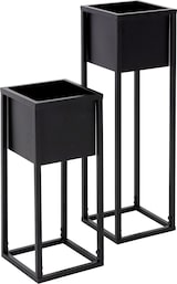 thumbnail of ML-Design Blumenständer 2er Set schwarz, Metall, 50 & 70 cm Höhe, moderne Pflanzenständer