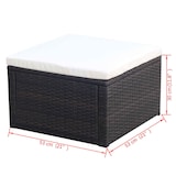 thumbnail of vidaXL Hocker mit Kissen Poly Rattan 53×53×30 cm Braun