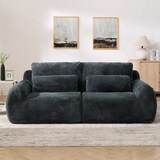 thumbnail of Merax 2-Sitzer Sofa mit USB-Ladeanschluss & Seitentasche, hochfedernder Schaumstoff, Samt, Grau