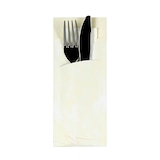 thumbnail of Pochettes à couverts 20 cm x 8,5 cm crème serviette blanche 33 x 33 cm 2 couches incluse