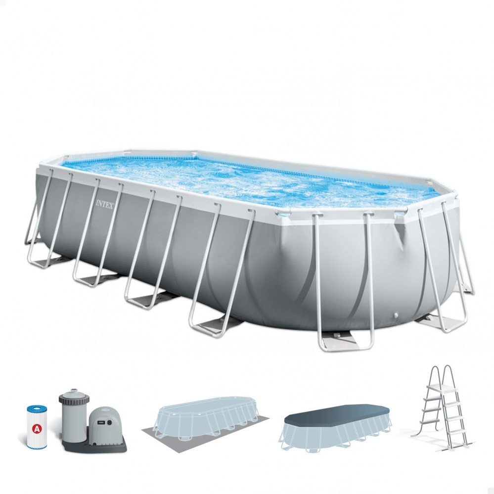 Piscina desmontable ovalada intex prism frame 610x305x122 cm con depuradora