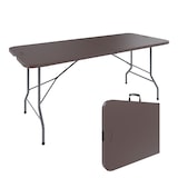 thumbnail of Tavolo Tavolino Pieghevole In Dura Resina Set Birreria Facile Trasporto Con Maniglie Giardino Campeggio Terrazzo Fiere Sagre 180x74x74 cm Marrone