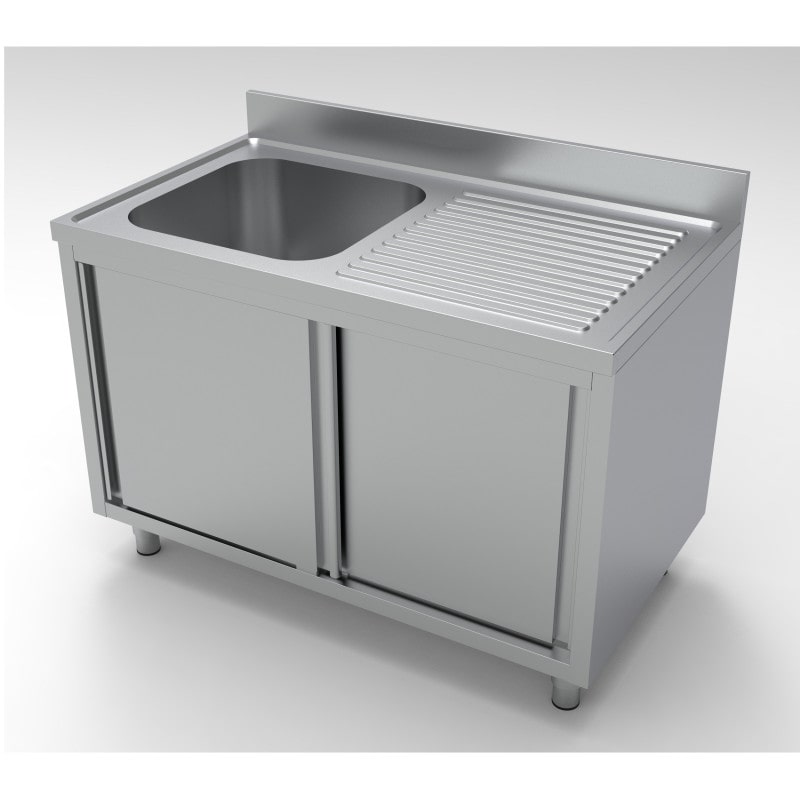 Plonge inox à gauche 2 portes couliss. - Combisteel