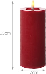 thumbnail of LED Kerze LINA Rustik Optik Echtwachskerze rot flackernd Timer H: 15cm D: 7cm