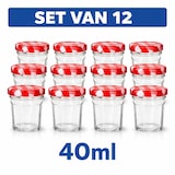 thumbnail of Mini Jam Potjes – Set van 12 – 40 ml – 5 x 5 x 5,5 cm – Glazen Confiture Potjes met Deksel – Voor Jam, Honing & Sausjes