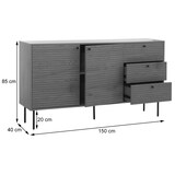 thumbnail of Kommode HWC-N78, Sideboard, 3 Schubladen 2 Türen, skandinavischer Stil Metall Holz Melamin MVG 85x150x40cm ~ natur