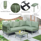 thumbnail of Merax Garten-Lounge-Set aus Eisen, Gartenmöbel-Set aus grünem Seil, L-förmiges Gartenmöbel-Set, Lounge-Set aus grünem Seil mit Sitzkissen