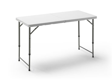 KG KITGARDEN - Mesa Dobrável Portátil Multifunções, 122x60x58/74/90cm, Branco