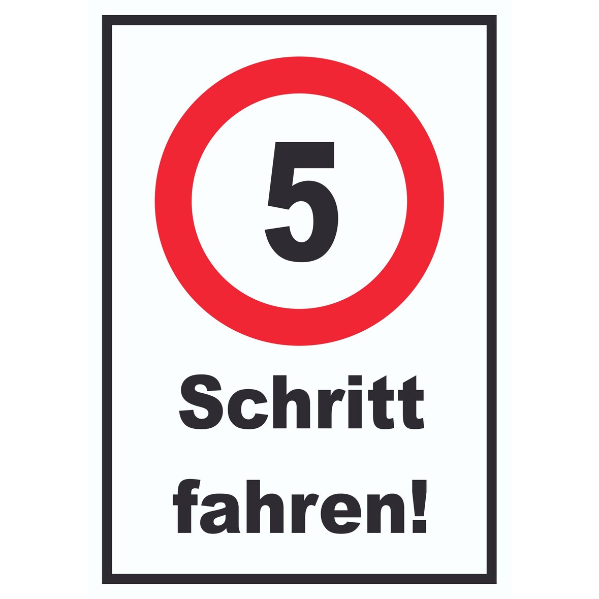 Schritt fahren 5 km/h Schrittgeschwindigkeit Schild Langsam fahren A4 (210x297mm)