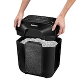 thumbnail of Fellowes Distruggidocumenti a miniframmento LX25M, 6 fogli, per uso personale, con blocco di sicurezza, cestino da 11,5L, sicurezza P-4, nero, 4170601