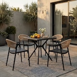 thumbnail of Lot de 4 chaises en polypropylène avec tissage en corde, élégantes, résistantes, empilables, pour jardin, balcon, bar, restaurants-JOLANDA-Noir