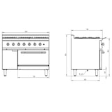 thumbnail of Fogão a gás profissional, 6 bocas, chama piloto, forno a gás 6 kW, aço inoxidável AISI 304, 85 x 105 x 70 cm, 43,2 kW EASYLINE 11506 Vaiotec