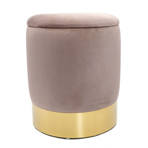 Samthocker Ø 31 H 38 cm Velour Hocker mit Stauraum u. Deckel - Deko Hocker Samt Pouf : zartlila