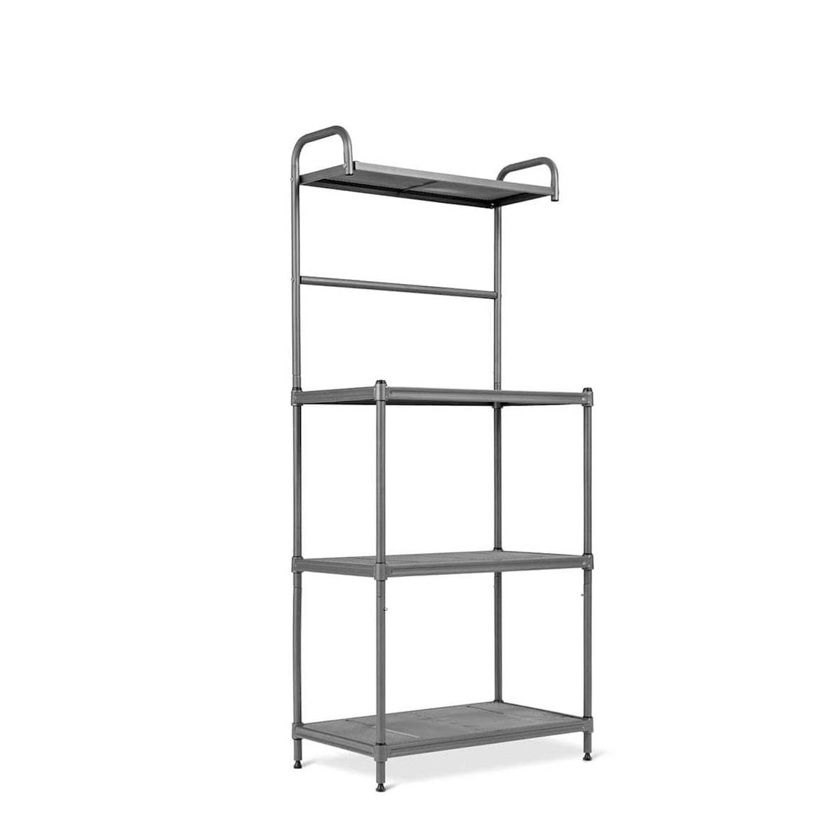 prateleira de cozinha COSTWAY, prateleira de microondas de 4 níveis com prateleiras ajustáveis, prateleira de microondas de metal, prateleira de pé