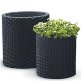 thumbnail of Keter Blumenkübel 2er-Set Rattanoptik Pflanzkübel Blumentopf Pflanztopf Deko