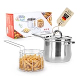 thumbnail of Frittiertopf 3,5L aus Edelstahl mit Frittierkorb & Glasdeckel – Induktion, Gas, Ceran & Elektro – Pommestopf Fritteuse Spülmaschinenfest