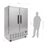 thumbnail of Frigorífico profesional de 2 puertas, Slimeline, acero inoxidable, refrigeración por aire, 195 x 134 x 71 cm, con cerradura, 960L, Polar Serie G GD879