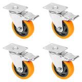 thumbnail of HMF 6710 Schwerlastrollen mit Bremse aus Polyurethan, 4 Stück, 100 mm, bis 460 kg, Orange