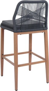thumbnail of 2er-Set Rope-Barhocker | HxBxT 101x45x50 cm | Sitzhöhe 76cm | Anthrazit | Kissen Dunkelgrau | Outdoor Sitzpolster Seilgeflecht Metall Holz-Optik
