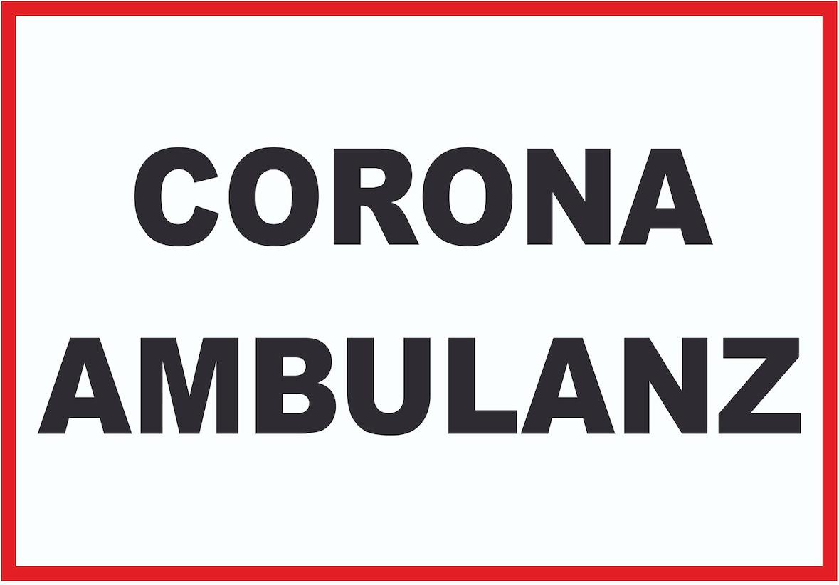 Corona Ambulanz Schild A2 Rückseite selbstklebend